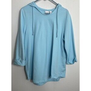 Chicos Weekends Sky Blue Hoodie Top Blouse sz 3 / 16 XL  (11)